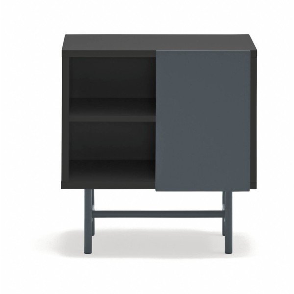 Noptieră neagră/gri antracit cu rafturi cu aspect mat Nube – Teulat