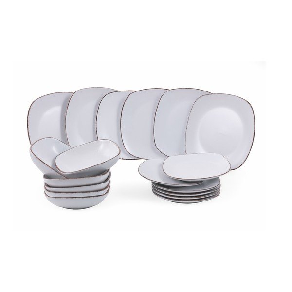Set veselă 18 piese din ceramică Villa d'Este New Zen Bianco-image-3