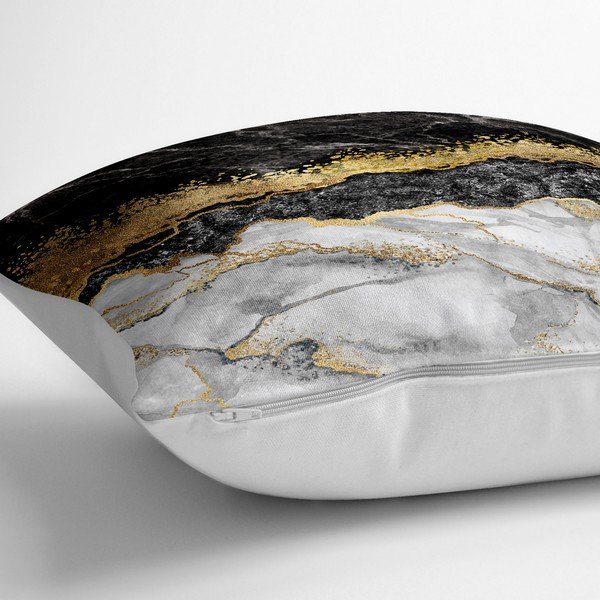 Față de pernă din amestec de bumbac Minimalist Cushion Covers Dark Marble, 70 x 70 cm-image-1