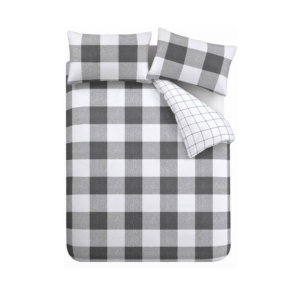 Lenjerie de pat alb-gri 200x135 cm Bold Check - Cloudsoft