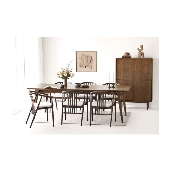 Masă de dining extensibilă cu aspect de lemn de stejar cu blat suplimentar Darwin – House Nordic-image-1