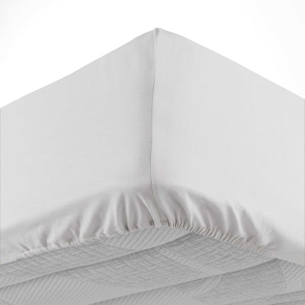 Cearceaf alb din bumbac cu elastic 160x200 cm Lina – douceur d'intérieur-image-3