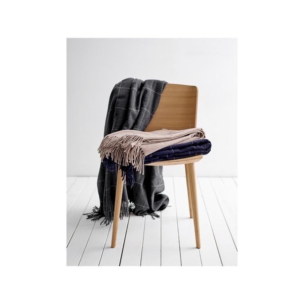 Pled cu amestec din lână Södahl Ella, negru, 130 x 170 cm-image-1