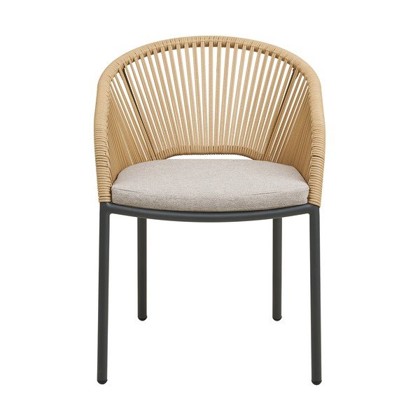 Scaun de grădină bej din metal/capitonat Novella – House Nordic-image-2