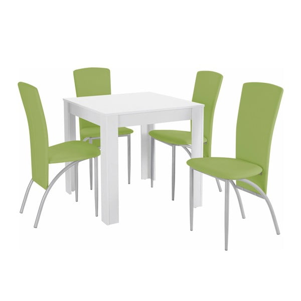 Set masă cu 4 scaune Støraa Lori Nevada Duro Puro White Green, verde