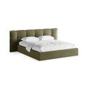 Pat matrimonial verde tapițat cu spațiu de depozitare cu somieră 160x200 cm Eric – Micadoni 