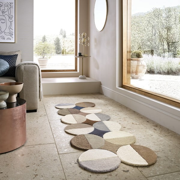 Covor tip traversă grej țesut manual din lână 80x230 cm Mia Ellipse – Flair Rugs-image-2