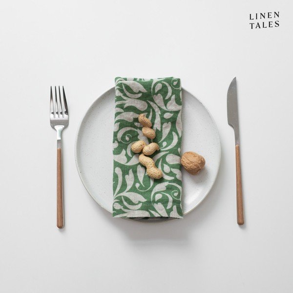 Șervețel din in 40x40 cm Evergreen Damask – Linen Tales