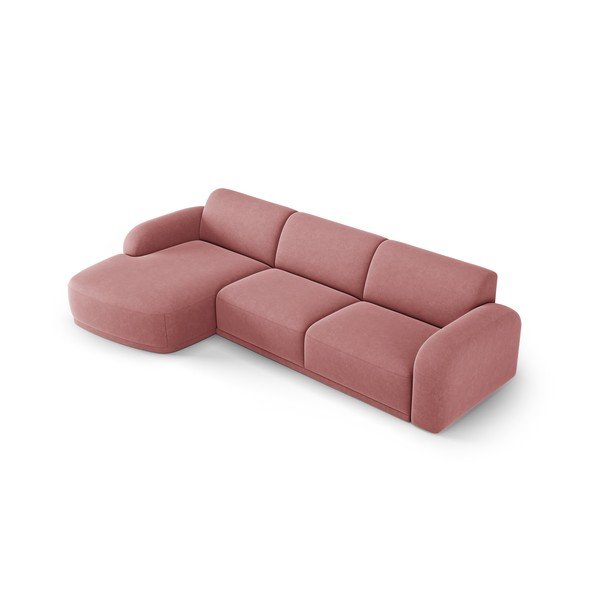 Colțar roz deschis cu tapițerie din catifea Erin – Micadoni Home-image-4