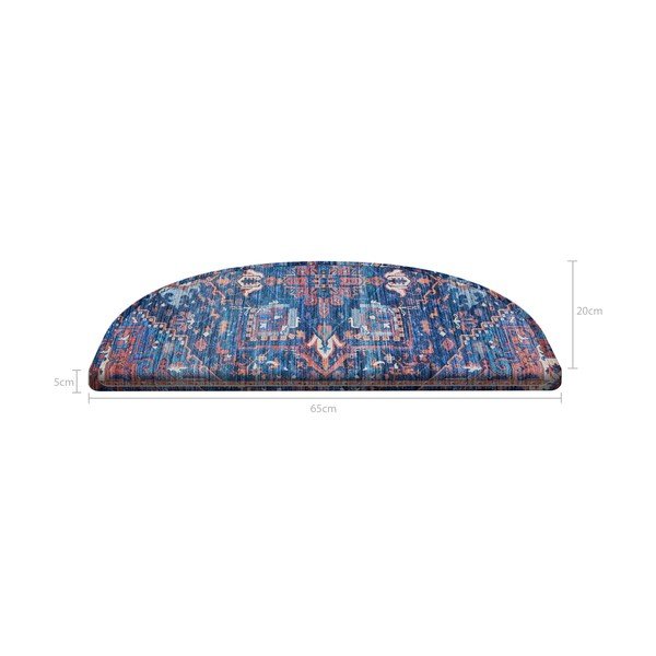 Set 16 covorașe pentru scări Vitaus Yoruk, 20 x 65 cm, albastru-image-4