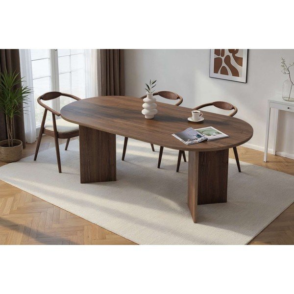 Masă de dining cu aspect de lemn de nuc 90x200 cm Sabella – Kalune Design-image-1