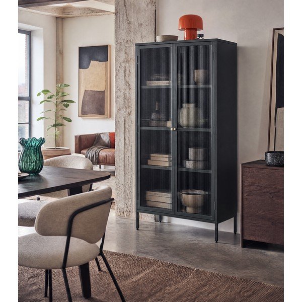 Vitrină verde-închis din metal 90x190 cm Bronco – Unique Furniture-image-1