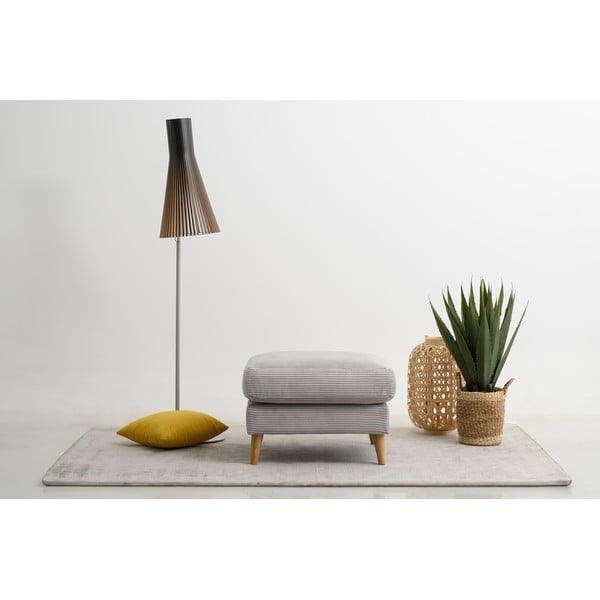 Taburet gri deschis cu tapițerie din catifea reiată Paris – Scandic-image-1