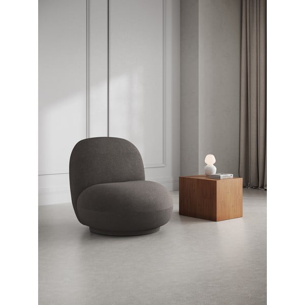 Fotoliu gri cu tapițerie din stofă bouclé Chuck – Micadoni Home-image-1