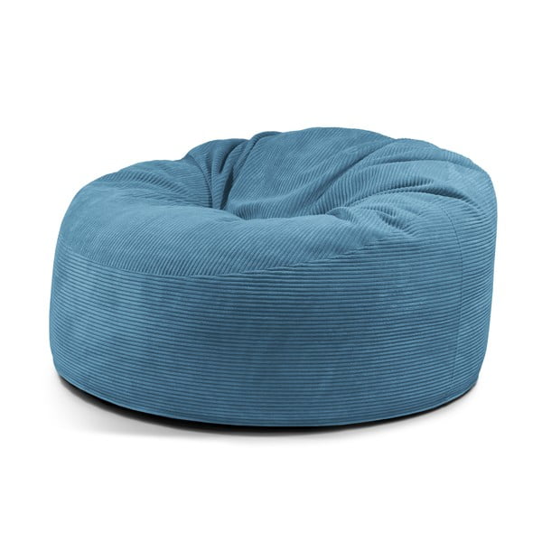 Fotoliu bean bag albastru cu tapițerie din catifea reiată Om 135 – SLOWDOWN
