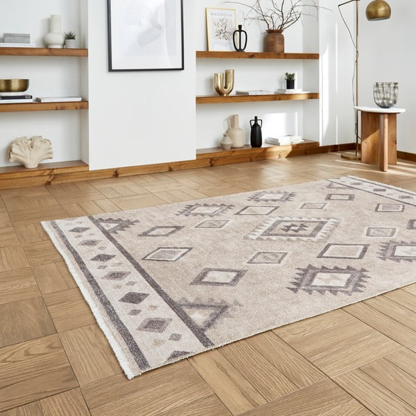Covor bej lavabil din amestec de bumbac 152x230 cm Whisper – Think Rugs-image-2