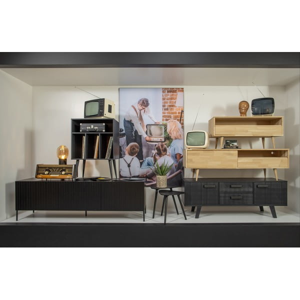 Dulap pentru pick-up negru/în culoare naturală din lemn de pin 60x83 cm James – WOOOD-image-4