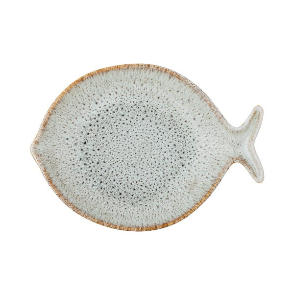 Farfurie albastră/bej pentru servire din gresie Fleur – Bloomingville