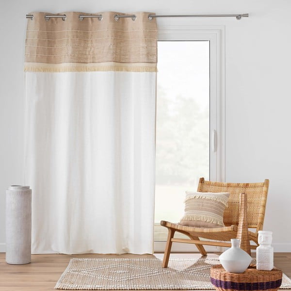 Draperie albă-maro din amestec de iută 140x240 cm Cirrus – douceur d'intérieur-image-1