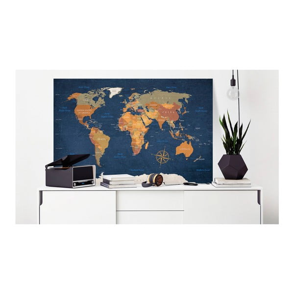 Avizier cu harta lumii Bimago Ink Oceans, 90 x 60 cm-image-1