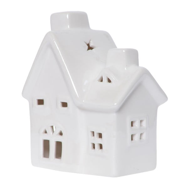 Sfeșnic din ceramică în formă de casă Ewax Maison Enniege, înălțime 13 cm, alb