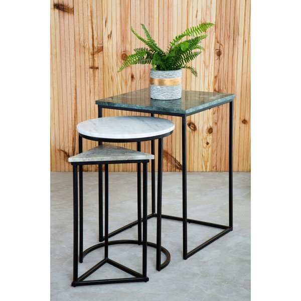Măsuțe auxiliare 3 buc. cu blat din marmură 40x40 cm Mandoli – Premier Housewares-image-1