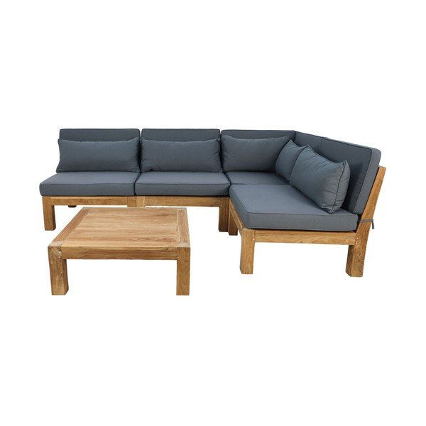 Set mobilier de grădină gri din lemn de tec pentru patru persoane Aruba - HSM collection