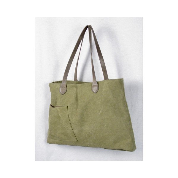 Sacoșă din pânză Sorela Malika, verde kaki-image-1