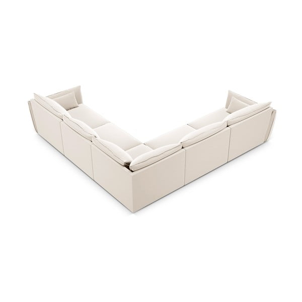 Colțar bej cu tapițerie din catifea Vanda – Mazzini Sofas-image-3