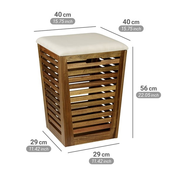 Coș de rufe în culoare naturală închisă din lemn 55 l Fondi – Wenko-image-4