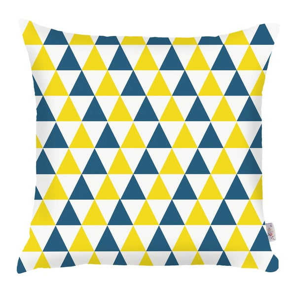 Față de pernă Mike & Co. NEW YORK Triangles, 43 x 43 cm, albastru - galben