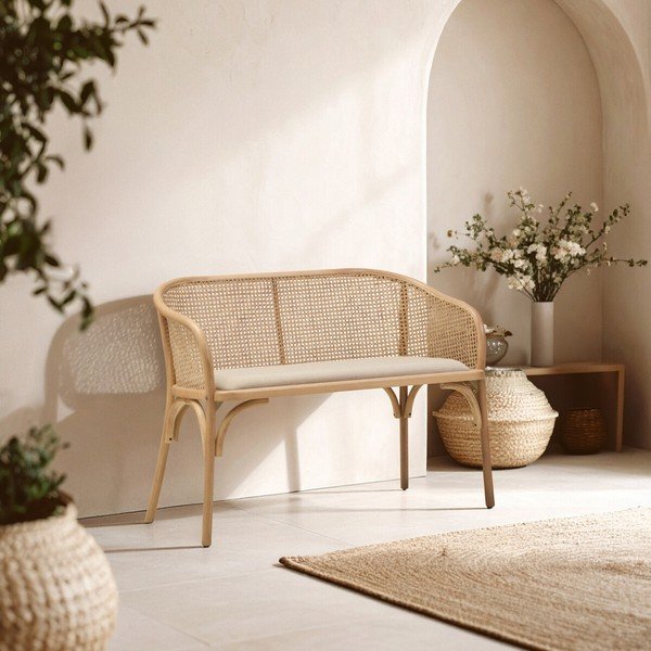 Bancă în culoare naturală capitonată Cebu – Premier Housewares-image-1