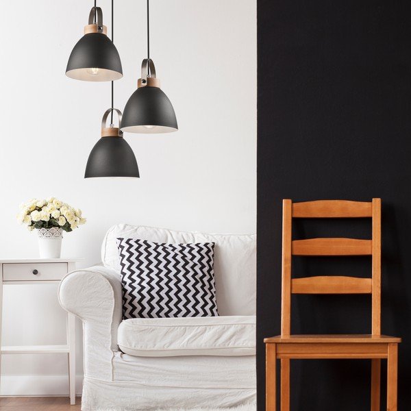 Lustră neagră cu abajur din metal ø 37 cm Danielle – LAMKUR-image-1