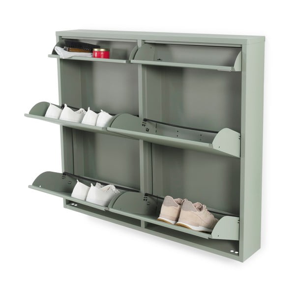 Pantofar verde prăfuit cu deschidere înclinată din metal 98x86x15 cm Billy – Spinder Design-image-2