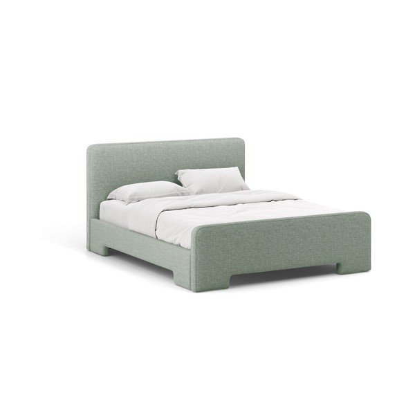 Pat matrimonial verde mentă tapițat cu somieră 140x200 cm Eda – Micadoni 