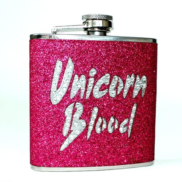 Ploscă metalică Gift Republic Unicorn, 170 ml, roz
