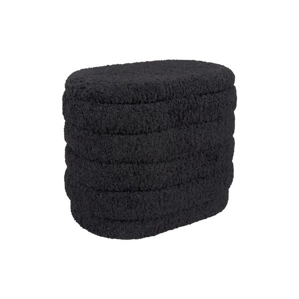 Puf oval cu spațiu de depozitare Leitmotiv Cuddly, negru-image-2