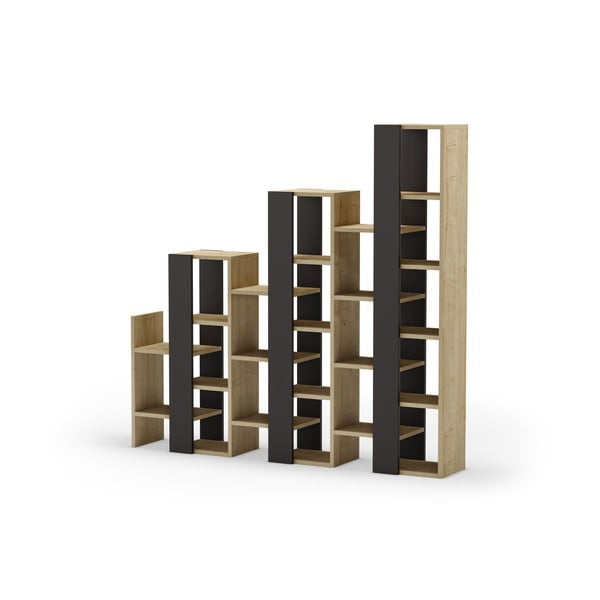 Etajeră neagră/în culoare naturală cu aspect de lemn de stejar 158x151 cm Anissa – Marckeric-image-3