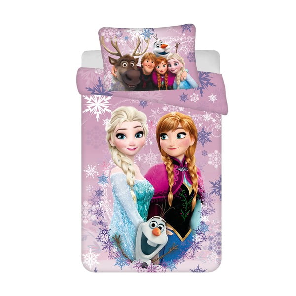 Lenjerie de pat pentru copii din bumbac pentru pătuț 100x135 cm Frozen "Purple" – Jerry Fabrics