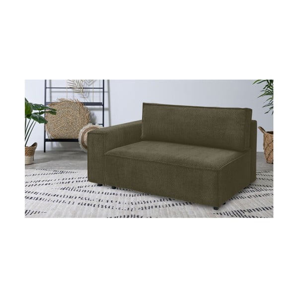 Modul pentru canapea verde deschis cu tapițerie din catifea reiată  (cu colț pe partea stângă ) Nihad modular – Bobochic Paris-image-1