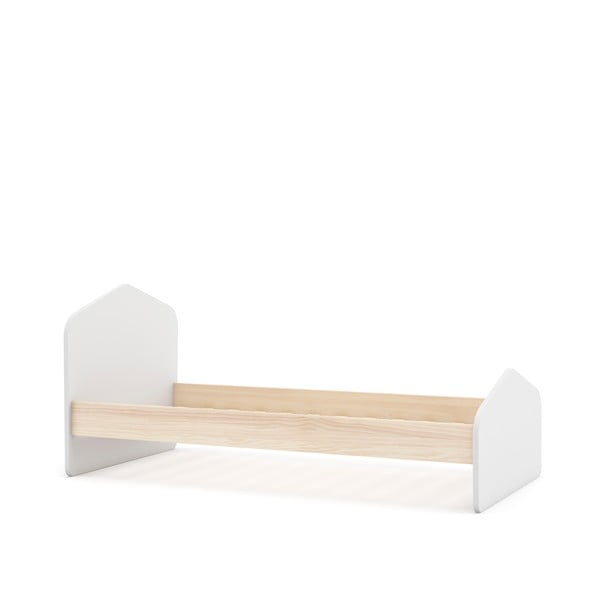 Pat pentru copii  alb/în culoare naturală cu aspect de lemn de pin 90x190 cm Estefania – Marckeric