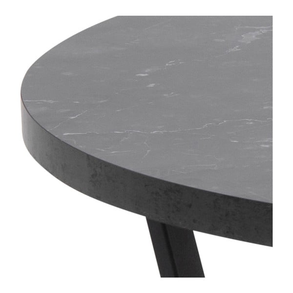 Masă de cafea cu blat în decor de marmură Actona Amble, ⌀ 77 cm, negru-image-1
