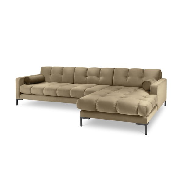 Colțar din catifea cu extensie pe partea dreaptă Cosmopolitan Design Bali, bej-image-2