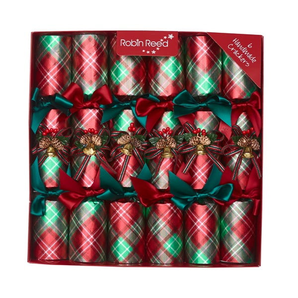 Set 6 pocnitori de Crăciun Robin Reed Tartan Bells