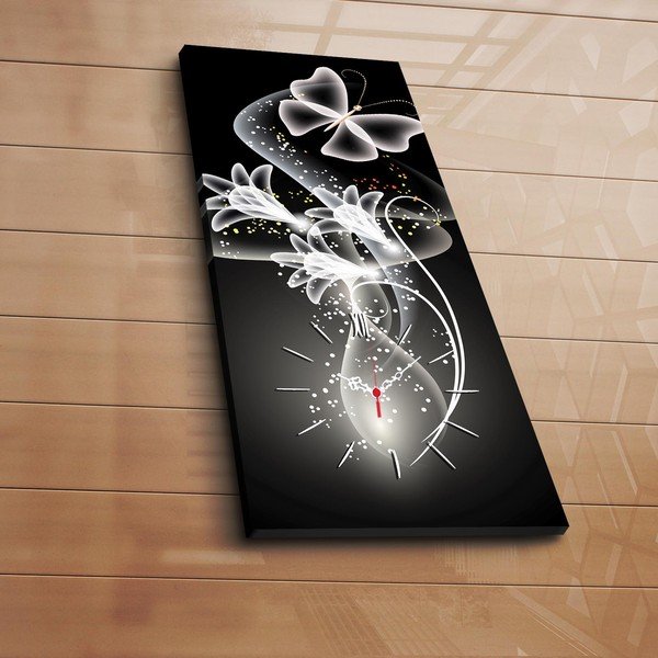 Ceas decorativ pentru perete Motýl, 30 x 70 cm-image-1