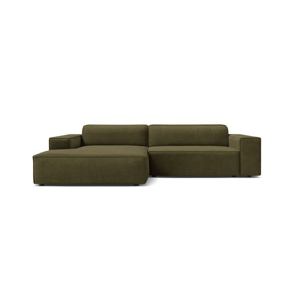 Colțar modular kaki cu tapițerie din catifea (cu colț pe partea stângă/cu șezlong) Jodie – Micadoni -image-1