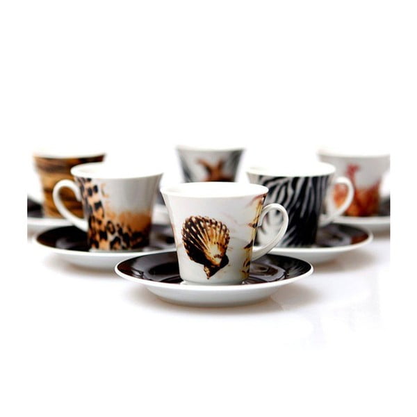 Set 6 căni din porțelan pentru ceai Kutahya Sea World, 80 ml-image-1