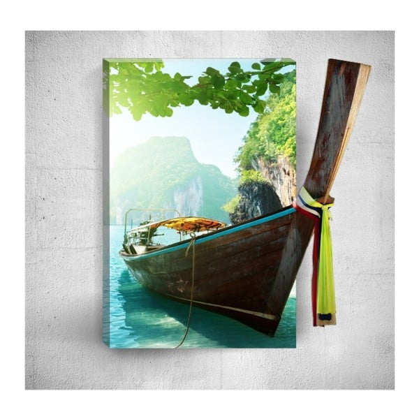 Tablou de perete 3D Mosticx Tropical Boat Voyage, 40 x 60 cm