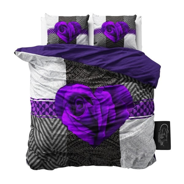 Lenjerie de pat din bumbac Dreamhouse Garden Rose, 200 x 200 cm, violet 