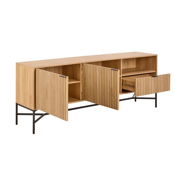 Comodă în culoare naturală cu aspect de lemn de stejar 180x70x40 cm Jaipur – Actona-image-2